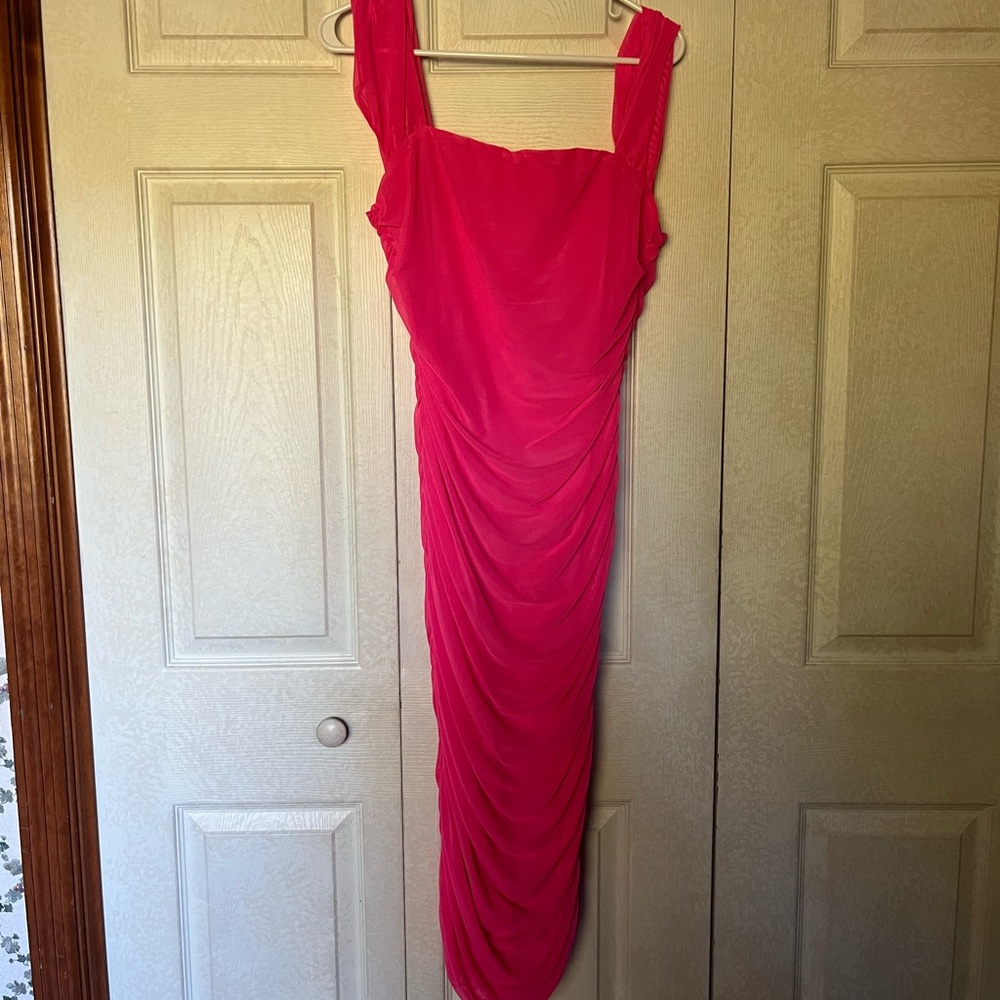 Elegant Pink Ruched Dress